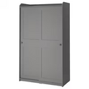HAUGA Wardrobe with sliding doors, grey, 118x55x199 cm