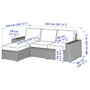 3-seat modular sofa, outdoor /indoor, with footstool dark grey