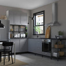 Corner kitchen, anthracite/grey frame + Hoover Appliances + Installation