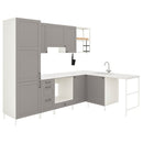 Corner kitchen, white/grey frame + Hoover Appliances + Installation