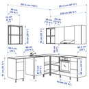 Corner kitchen, white/oak effect+Bush Appliances + Installation