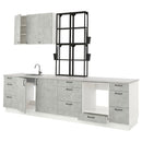 Kitchen, anthracite/concrete effect, 323x63.5x241 cm + Bosch Appliances + Installation