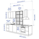Kitchen, white/oak effect white, 323x63.5x241 cm + Bush Appliances + Installation