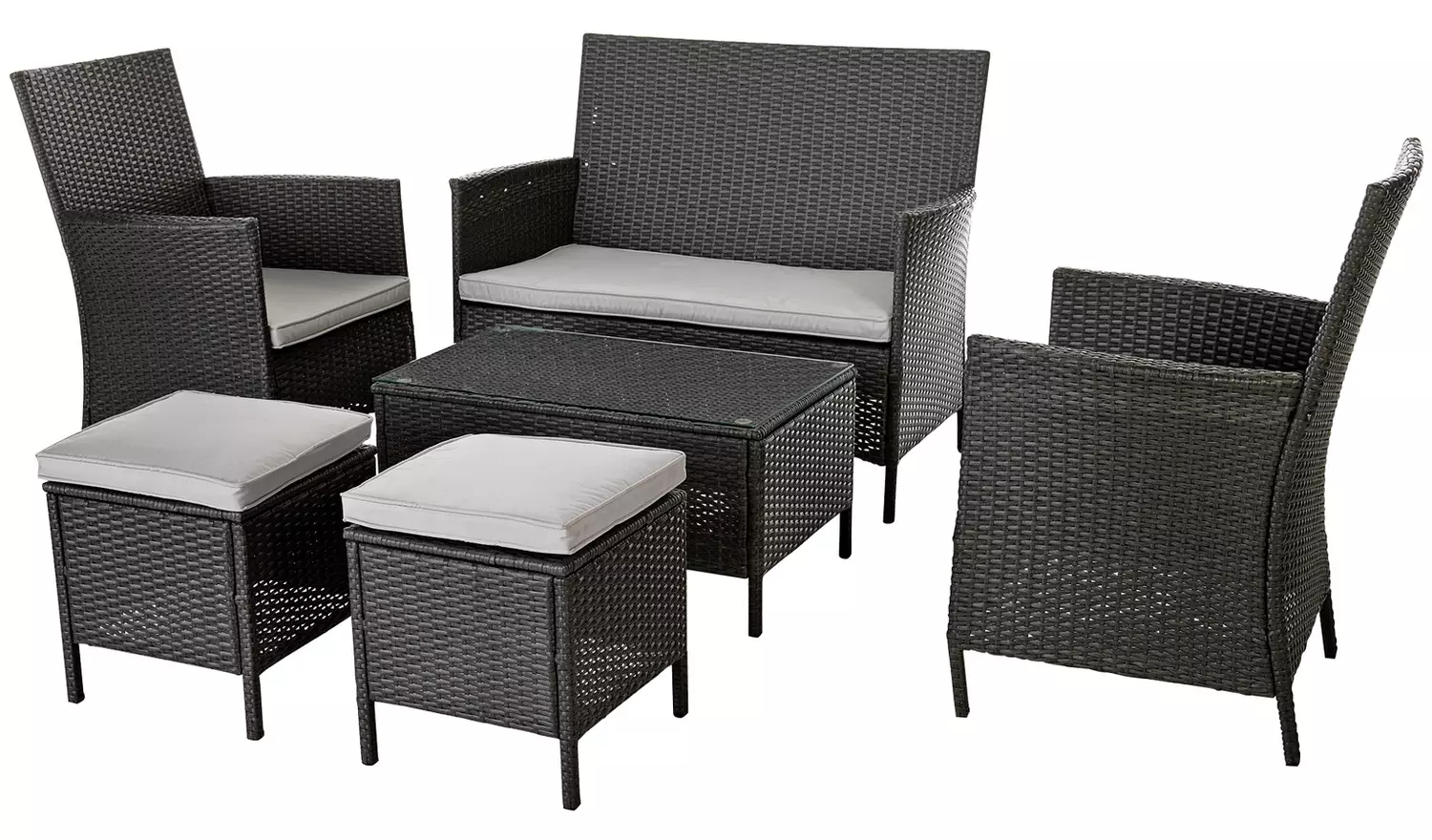 Argos Home Seater Rattan Effect Sofa Set Dark Grey743/7377