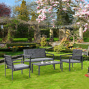 Outsunny 4 Piece Outdoor Conversation Furniture Set with Coffee Table and Cushions Grey