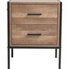 Metal Frame Wood Industrial Bedside Table with 2 Drawers