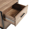 Metal Frame Wood Industrial Bedside Table with 2 Drawers