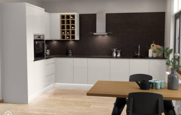 WK J Pull Kitchen: Pebble Grey : 16 Cabinets , Quartz Top