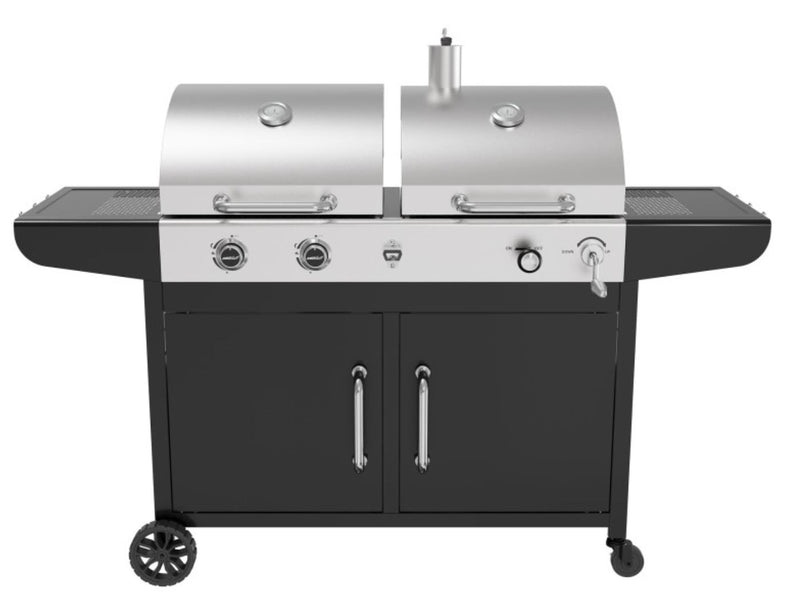 Adexa Commercial Gas & Charcoal Combo BBQ Grill with Double Hood
