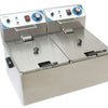 Commercial Double Deep Fat Fryer 12 + 12 litres 2x3kW Countertop
