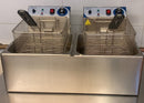 Commercial Double Deep Fat Fryer 12 + 12 litres 2x3kW Countertop