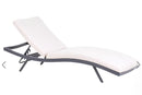 AMELIA Luxury Sun Lounger with Cushion : Reclining Metal Light Beige