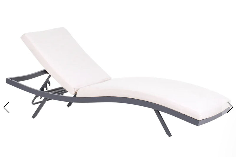AMELIA Luxury Sun Lounger with Cushion : Reclining Metal Light Beige