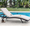 AMELIA Luxury Sun Lounger with Cushion : Reclining Metal Light Beige