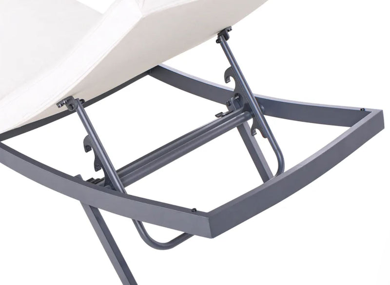 AMELIA Luxury Sun Lounger with Cushion : Reclining Metal Light Beige