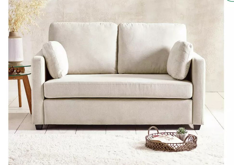 Julian Bowen Ottilie Fabric 2 Seater Sofa Bed Wooden Feet - Beige
