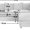 Harry Small Right Hand Corner Chaise Sofa - Stone