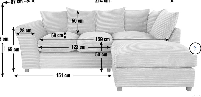 Harry Small Right Hand Corner Chaise Sofa - Stone
