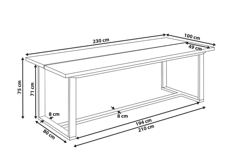 Azzanello Dining Table  230 cm 100 cm Acacia Wood Light Brown