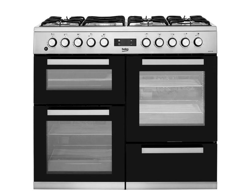 Beko KDVF100X 100cm wide Dual Fuel Range Cooker with Gas Hob - Stainless Steel