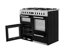 Beko KDVF100X 100cm wide Dual Fuel Range Cooker with Gas Hob - Stainless Steel