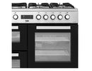 Beko KDVF100X 100cm wide Dual Fuel Range Cooker with Gas Hob - Stainless Steel