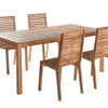 OMBRIANO Garden Dining Set 4 Seater Certified Acacia Wood Light Brown