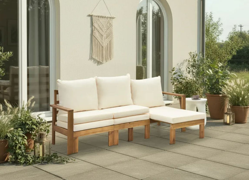ISOLELLO Garden Bench with Cushion 190 cm Adjustable Acacia Wood Brown