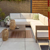 SAMPIERI Garden Corner Sofa with Table 5 Seater : Left Hand Metal Wood Effect