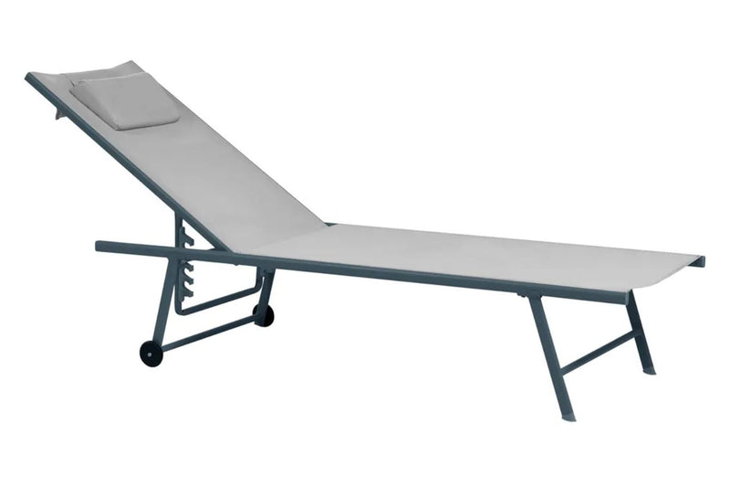 SORONI Metal Light Grey : Set of 2 Sun Loungers