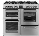 Belling 39 Inch Double Oven Dual Fuel Range Cooker - Stainless Steel - 7 Gas Burners