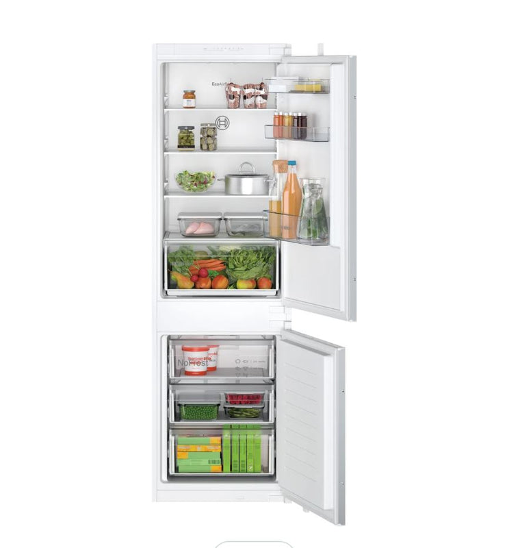 Bosch Series 2 KIN86NSE0G 177cm 60/40 Integrated Frost Free Fridge Freezer with Sliding Door Hinge - White - E Rated