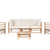 CERRETO Garden Lounge Set with Table 5 Seater : Bamboo Wood Off-White