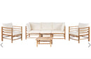 CERRETO Garden Lounge Set with Table 5 Seater : Bamboo Wood Off-White