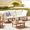CERRETO Garden Lounge Set with Table 5 Seater : Bamboo Wood Off-White