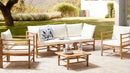 CERRETO Garden Lounge Set with Table 5 Seater : Bamboo Wood Off-White
