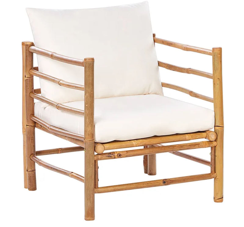 CERRETO Garden Lounge Set with Table 5 Seater : Bamboo Wood Off-White