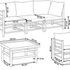 CERRETO Garden Lounge Set with Table 5 Seater : Bamboo Wood Off-White