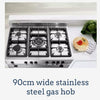 DeLonghi 90cm Modern single cavity dual fuel Range Cooker in Stainless Steel