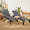 Alice's Garden Set of 6 ELSA sun loungers in grey aluminium and beige-brown grey textilene adjustable loungers with wheels