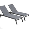 Alice's Garden Set of 6 ELSA sun loungers in grey aluminium and beige-brown grey textilene adjustable loungers with wheels