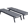 Alice's Garden Set of 6 ELSA sun loungers in grey aluminium and beige-brown grey textilene adjustable loungers with wheels