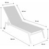 Alice's Garden Set of 6 ELSA sun loungers in grey aluminium and beige-brown grey textilene adjustable loungers with wheels
