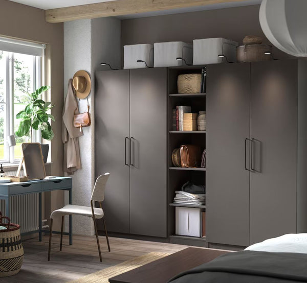 PAX / FORSAND Wardrobe, dark grey/dark grey, 250x60x201 cm