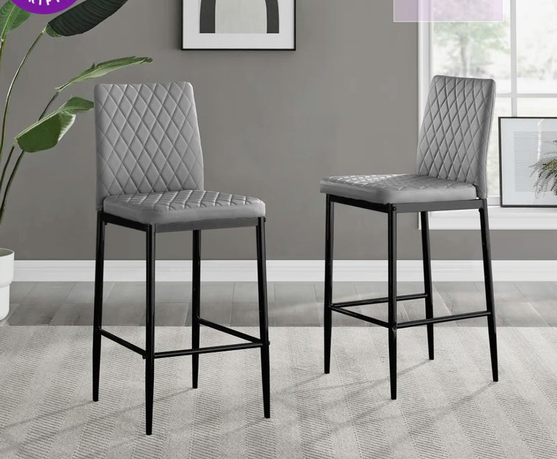 Milton Luxury Breakfast Bar Stool in Quilted Design Faux Leather x 4