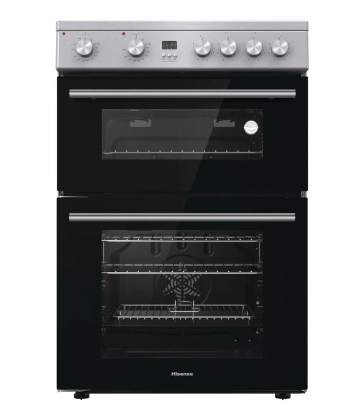 Hisense HDE3211BXUK 60cm Wide Double Oven Electric Cooker with Ceramic Hob - Stainless Steel