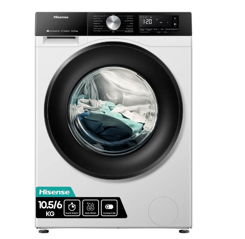 Hisense 3S Series WD3S1043BW3 Wifi Connected 10.5Kg / 6Kg Washer Dryer with 1400 rpm