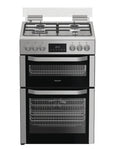 Hotpoint HDD6GDC2WX 60cm Wide Double Oven Dual Fuel Cooker - Stainless Steel