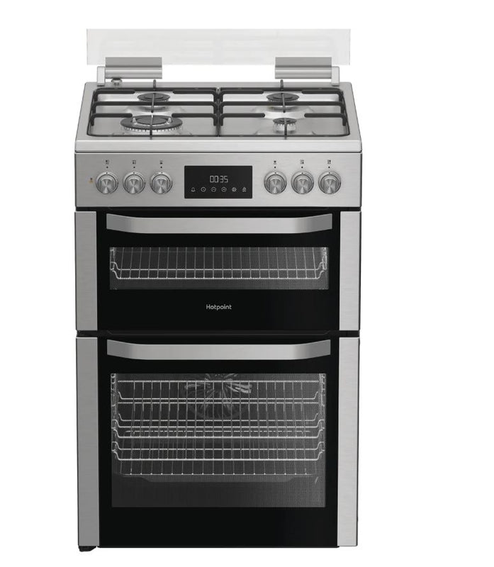 Hotpoint HDD6GDC2WX 60cm Wide Double Oven Dual Fuel Cooker - Stainless Steel