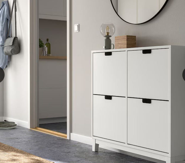 STÄLL Shoe cabinet with 4 compartments, white, 96x17x90 cm